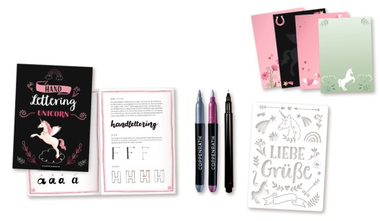 Preview: Inhalt Hand-Lettering-Set Unicorn